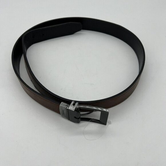 Fossil Men's Reversible Leather Belt Twist Buckle Black Brown size 42 - Picture 1 of 6